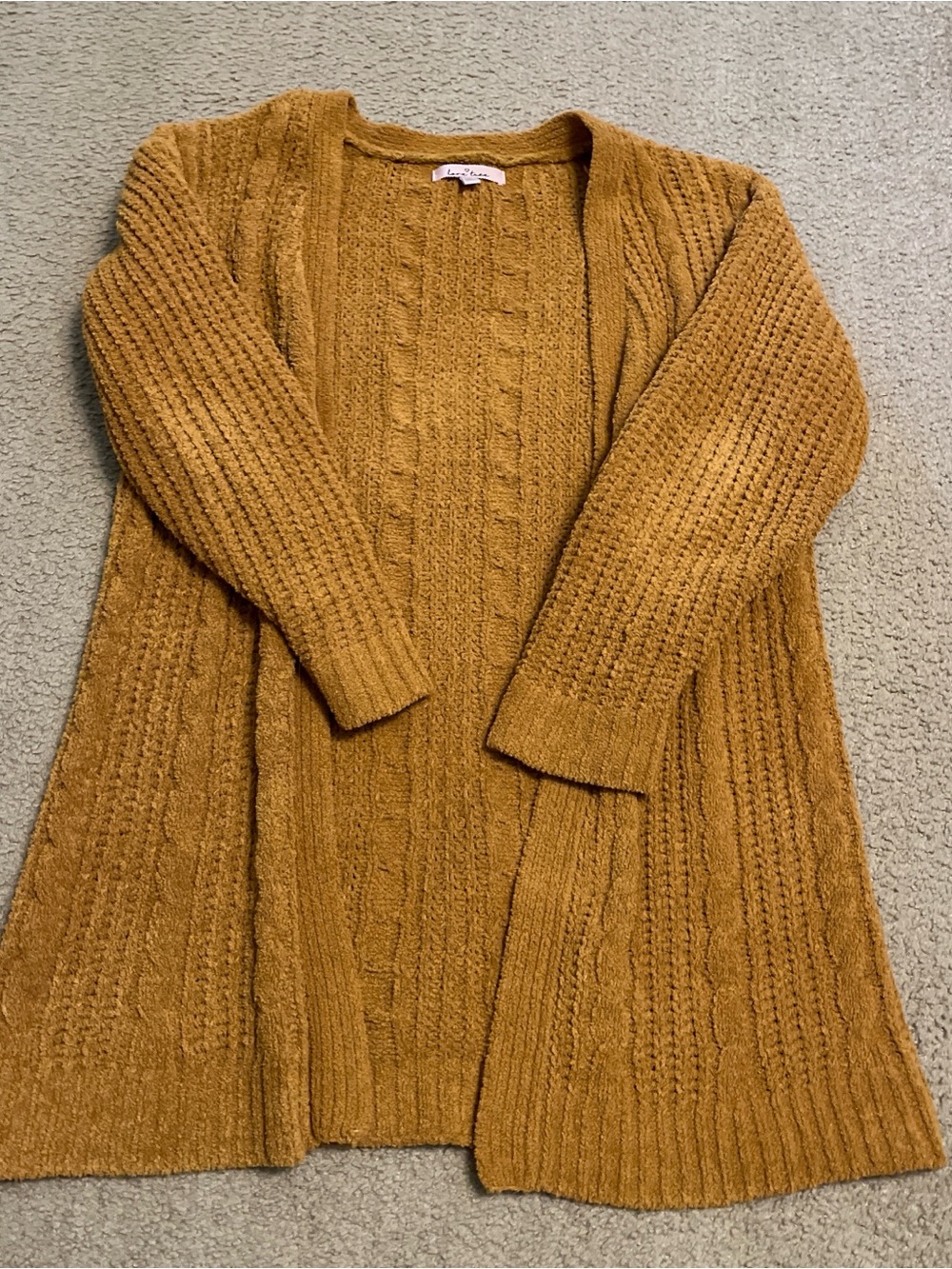 Love Tree Mustard Yellow Cable Knit Cardigan